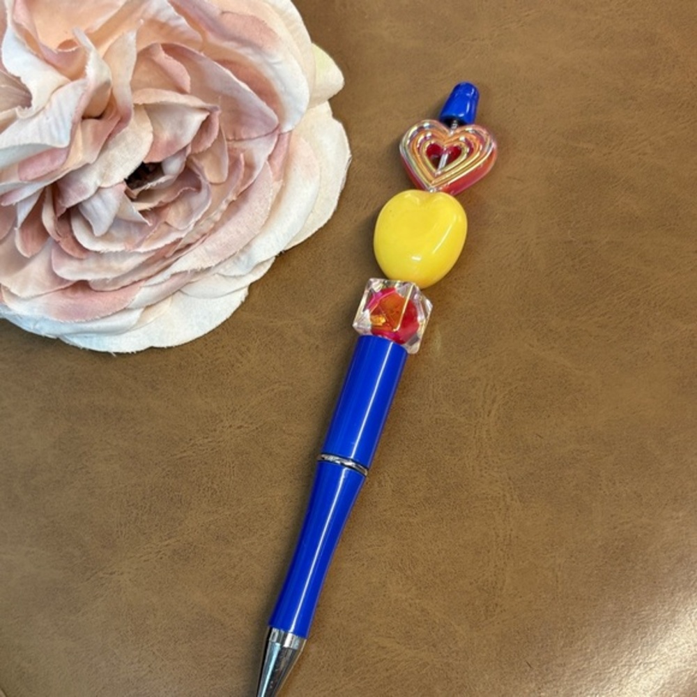Blue and Yellow Decorative Pen